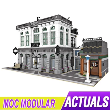 Новый банк MOC-10811 с кофейней, совместимый с 10251 Модульными строительными блоками, кирпичами, развивающими игрушками-головоломками, подарками на день рождения