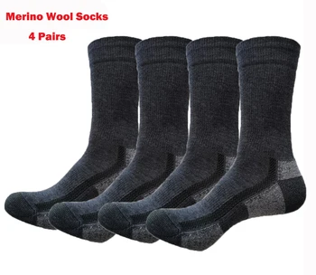 Носки из 80% шерсти мериноса, мужские женские походные носки, носки из шерсти мериноса, самые теплые, дышащие, устойчивые к запахам, Размер 41-46