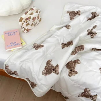 Одеяло для Сиесты Плюшевый мишка, Обеденный перерыв с кондиционером, летнее прохладное маленькое одеяло из полиэстера, офис, студенческое общежитие, Маленькое одеяло