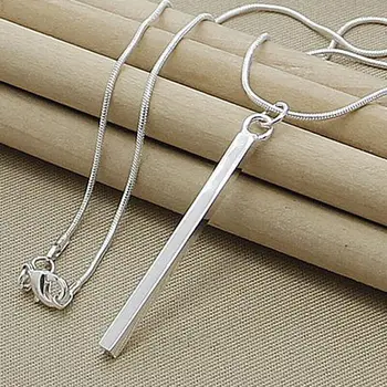 Ожерелье с квадратным столбом из стерлингового серебра 925 пробы, змеиная цепочка, модные украшения