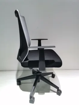 Офисный стул, нейлоновая основа черного цвета, фиксированный подлокотник-черный / дымчатый