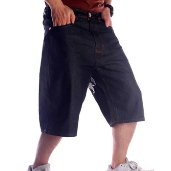 Плюс размер 30-46, широкие черные джинсовые шорты в стиле хип-хоп, мужская сумка для скейтборда, мешковатые мужские джинсовые укороченные брюки, плавки Tide