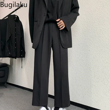 Повседневные мужские брюки Bugilaku Pi Shuai в модном стиле Harajuku, укороченные брюки с прямыми штанинами, широкие, тонкие