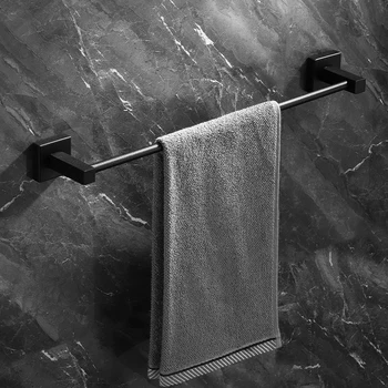 Полотенцесушитель без перфорации, однополюсный подвесной стержень для ванной комнаты, подвесная вешалка для полотенец, подвеска для ванной комнаты, черный