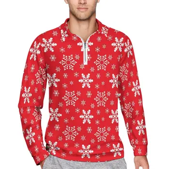 Праздничные повседневные рубашки поло в виде снежинок, Красные, белые футболки, дизайнерская рубашка с длинным рукавом, осенние винтажные топы большого размера, подарок