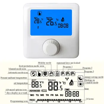 Профессиональный регулятор температуры нагрева газового котла Программируемый термостат Настенный Простое управление для домашнего хозяйства