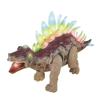 Реалистичная ходячая игрушка-стегозавр со светом и звуками, интерактивная электрическая модель динозавра на батарейках для подарка детям