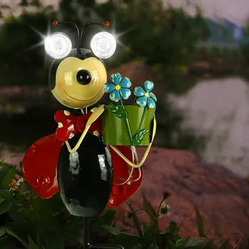 Садовый Пейзажный Светильник Iron Art Bee Ladybug Light Длится До 6 Часов Газонная Вставка Light Creative 200mAh IP65 Водонепроницаемый для Сада и Двора