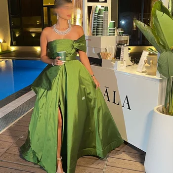 Саудовская Аравия Для официальных мероприятий длиной до пола Элегантное Зеленое вечернее платье с высоким разрезом, коктейльное платье для выпускного вечера для женщин 2023 г.