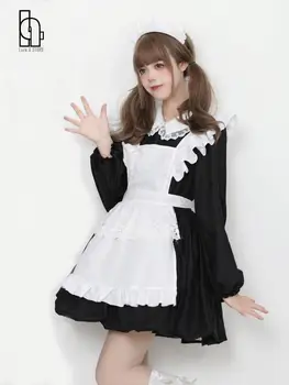 Сексуальное платье горничной Лолиты, Японское милое женское платье Каваи, костюм для ролевых игр, одежда для косплея на Хэллоуин, одежда с длинным рукавом для косплея