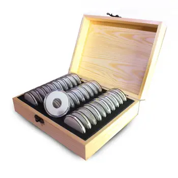 Сетка Коллекция Памятных Монет Деревянная коробка Витрины для монет Органайзер Коллекция Подарков 2025303540 мм Универсальный