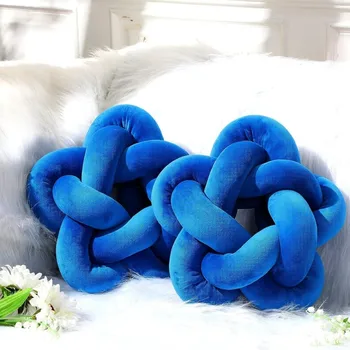Синие подушки Inyahome Knot с узлом Ручной работы, подушка в виде звезды, мягкий диван, поясничная подушка, подушка с набивным шариком, Домашний офис, дети