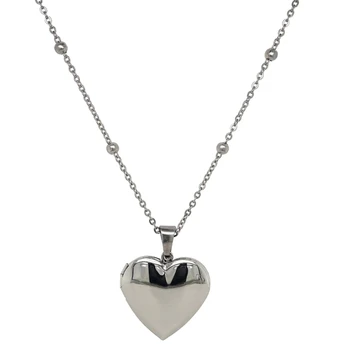 Стильное ожерелье с подвеской в виде сердца с фото, подвеска в виде коробки в виде сердца, ожерелье из сплава, идеальный подарок на День рождения и Рождество E0BE