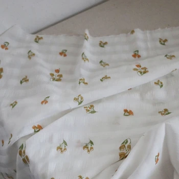 Ткань Wide150cmx50cm Белое химическое волокно с цветочным принтом 