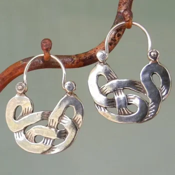 Цыганские металлические серьги-кольца с завитками для женщин, ювелирные изделия, винтажные серебряные серьги с полой спиральной намоткой, висячие серьги-моталки