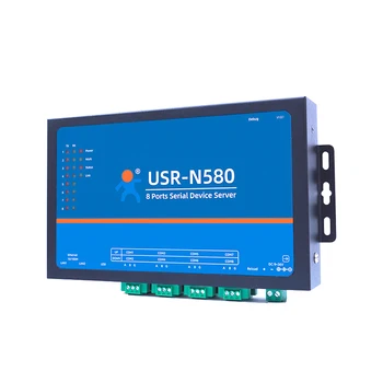 Широкое напряжение постоянного тока 9-36 В, 8-портовые Преобразователи RS485 Serial Ethernet в IP USR-N580 Поддерживают Modbus RTU в TCP