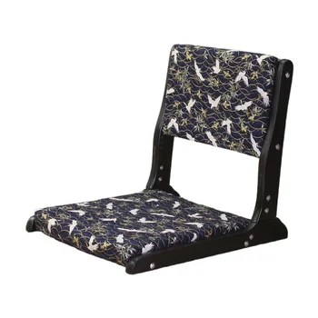 Японский деревянный складной стул Zaisu Tatami Zen с черной отделкой Складной переносной стул без ножек Tatami для медитации
